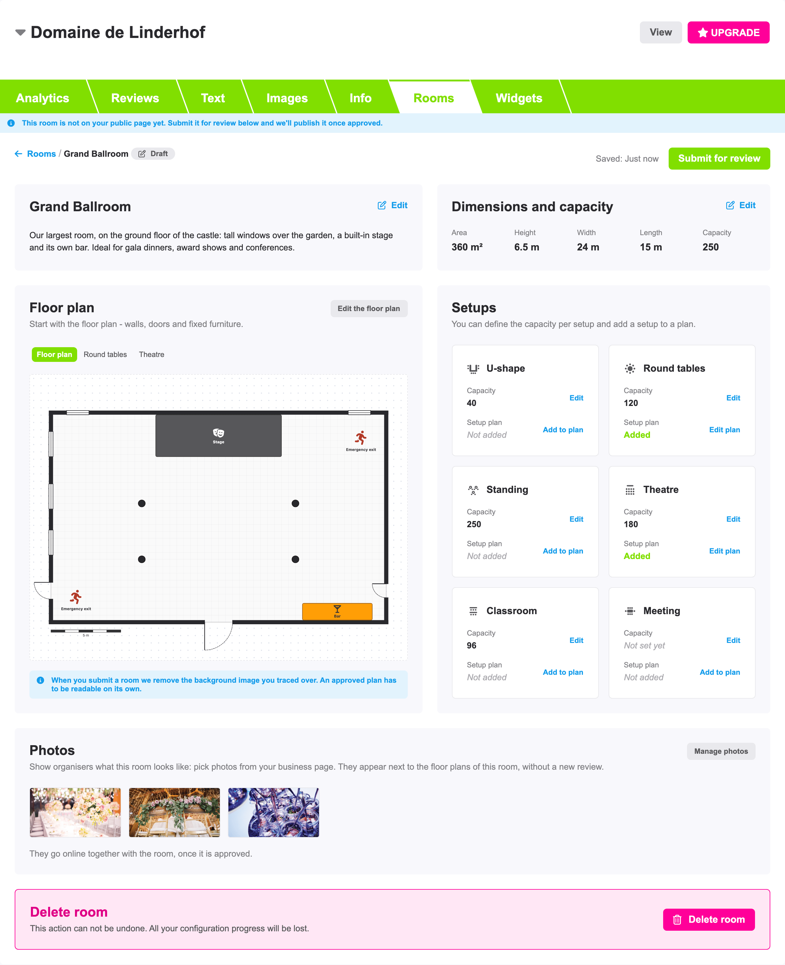 A complete room, ready to be sent in for review